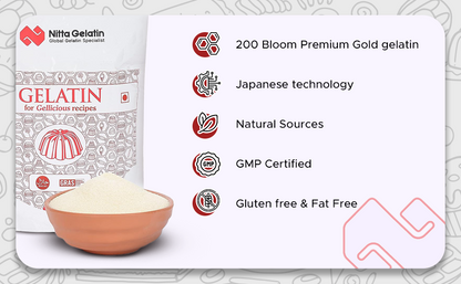 Nitta Gelatin – 200 bloom, premium Gold gelatin (500 gm)