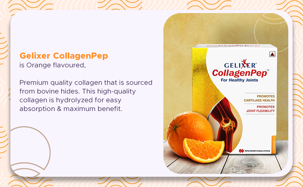 Gelixer CollagenPep (Orange flavour) 150 gm - 10 gm each in 15 Sachets