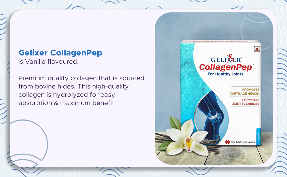 Gelixer CollagenPep (Vanilla flavour) 150 gm 10 gm each in 15 Sachet